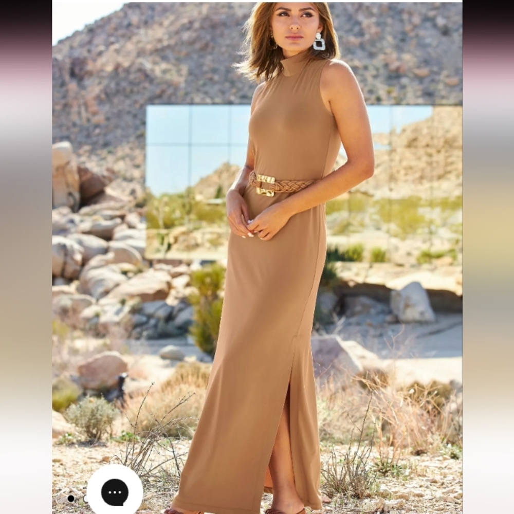 Boston Proper Camel Sleeveless Maxi Dress